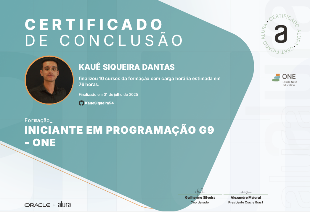 Iniciante em Programação - G9 certificado